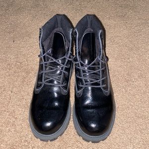 Black patent leather timberland boots